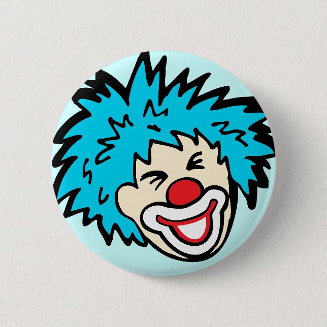 Clown-Abzeichen mit Grafiktasten auf hellblau Button (Vorderseite)
