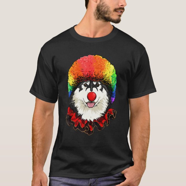Clown Alaskan Malamute Carnival Circus Staff Husky T-Shirt (Vorderseite)