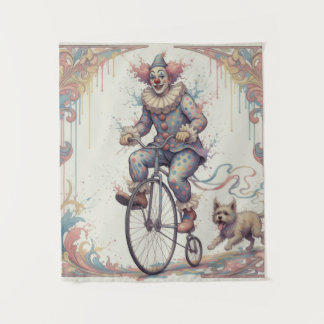 Clown auf einem Fahrrad Wandteppich
