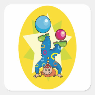 Clown auf seinem Kopf Quadratischer Aufkleber