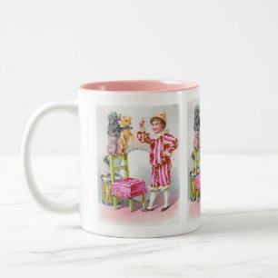 Clown Boy & Zirkushunde Zweifarbige Tasse