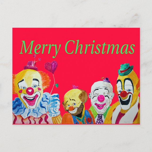 Clown Christmas Postcard Feiertagspostkarte (Vorderseite)