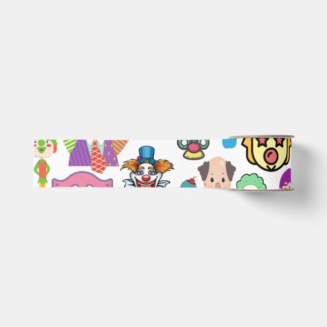 Clown-Collage-Druckband Ripsband (Vorderseite)