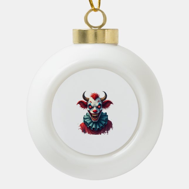 Clown Cow of Terror Keramik Kugel-Ornament (Vorderseite)