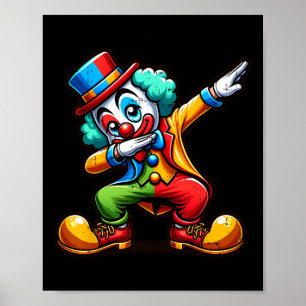 Clown Dabbing Funny Dancing Dab Boys Girls Kinder Poster