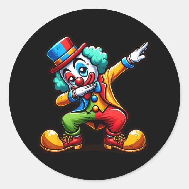 Clown Dabbing Funny Dancing Dab Boys Girls Kinder Runder Aufkleber (Vorderseite)