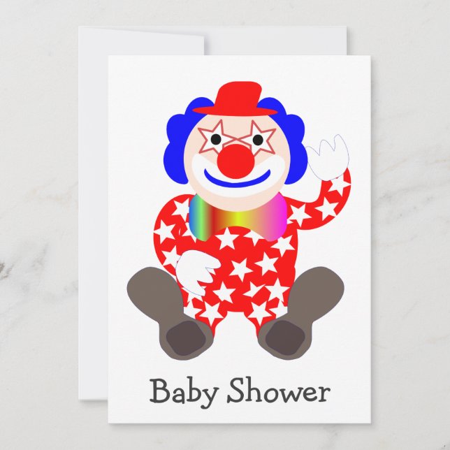 Clown Design Babydusche Einladung (Vorderseite)