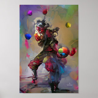Clown Dschungling Art Fantasy Illustrator Poster