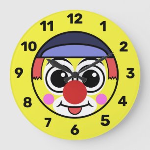Clown Face Emoji Große Wanduhr