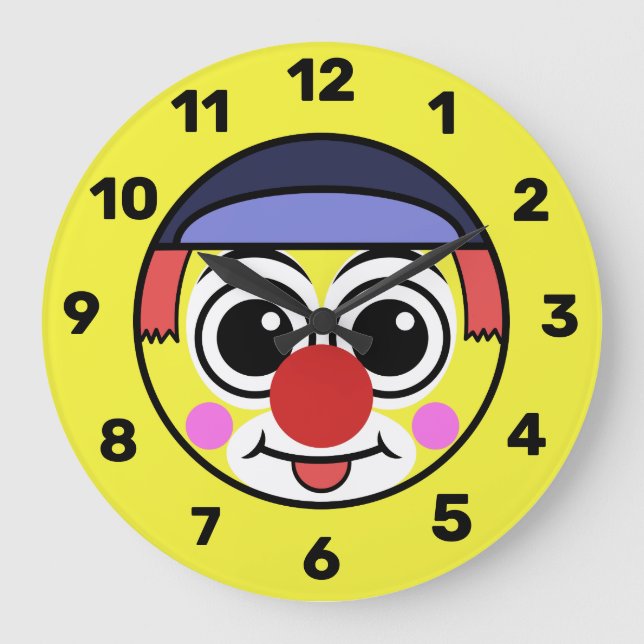 Clown Face Emoji Große Wanduhr (Vorderseite)