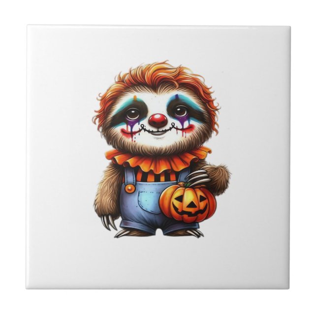Clown Faultier Halloween Oversized T-Shirt Fliese (Vorderseite)