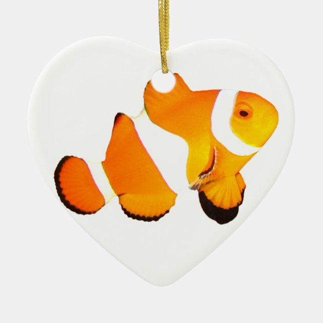 Clown-Fisch-Herz-Weihnachtsverzierung Keramikornament (Vorne)