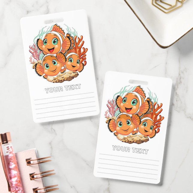 Clown fish Cartoon cute Family Underwater Ausweis (Büro)
