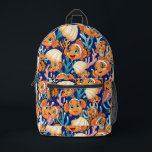 Clown fish Cartoon cute Family Underwater Bedruckter Rucksack<br><div class="desc">Cute and Joyful little Clownfish Cartoon Characters swimming together on underwater Coral Reef Background. Original Vector Illustration Copyright BluedarkArt.</div>
