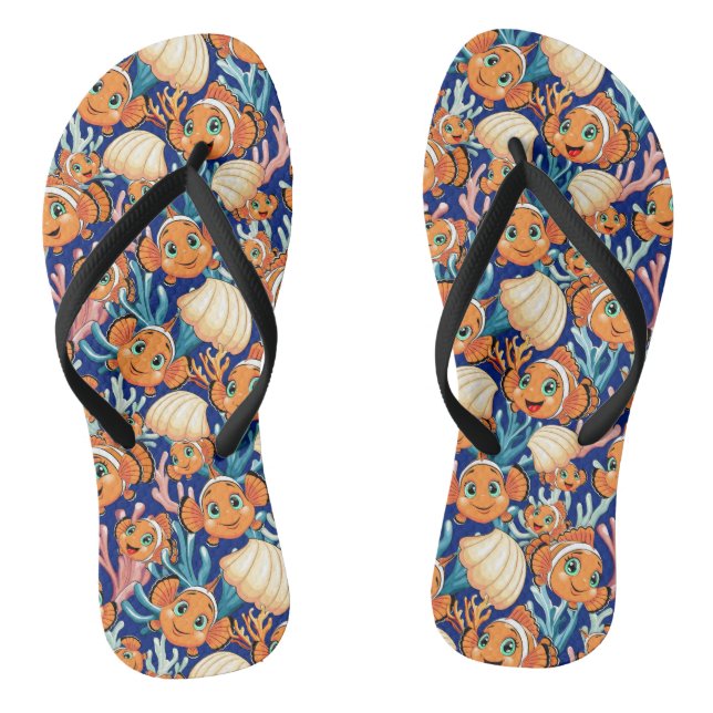 Clown fish Cartoon cute Family Underwater Flip Flops (Fußbett)