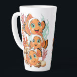Clown fish Cartoon cute Family Underwater Milchtasse<br><div class="desc">Cute and Joyful little Clownfish Cartoon Characters swimming together on underwater Coral Reef Background. Original Vector Illustration Copyright BluedarkArt.</div>