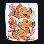 Clown fish Cartoon cute Family Underwater Rucksack<br><div class="desc">Cute and Joyful little Clownfish Cartoon Characters swimming together on underwater Coral Reef Background. Original Vector Illustration Copyright BluedarkArt.</div>