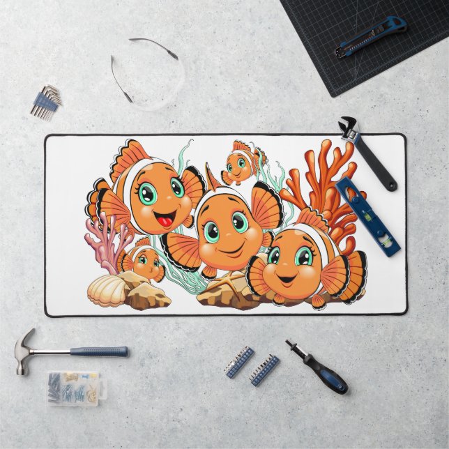 Clown fish Cartoon cute Family Underwater Schreibtischunterlage (Arbeitsplatz)