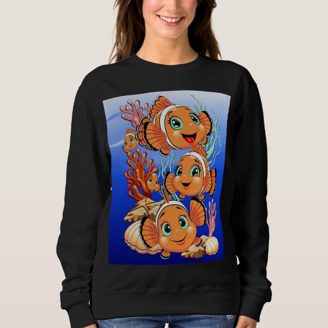 Clown fish Cartoon cute Family Underwater Sweatshirt (Vorderseite)