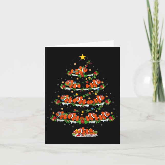 Clown Fish Christmas Tree Lights Funny Clown Fish  Karte (Vorderseite)