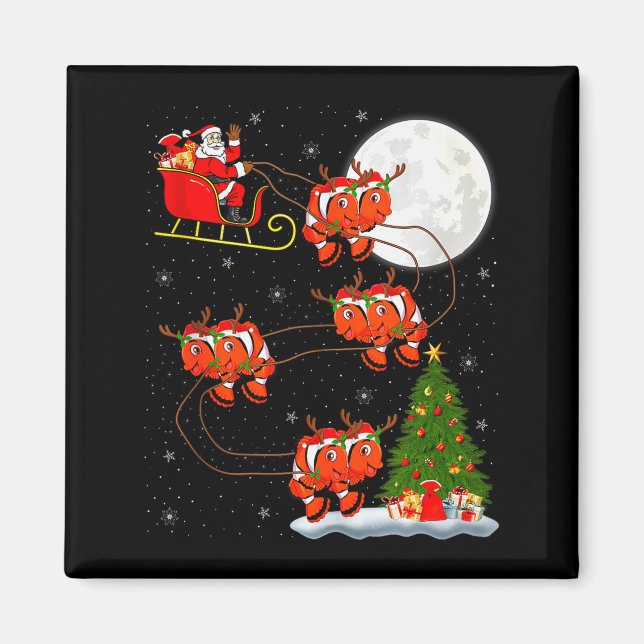 Clown Fish Santa Sleigh Flying Funny Magical Chris Magnet (Vorne)