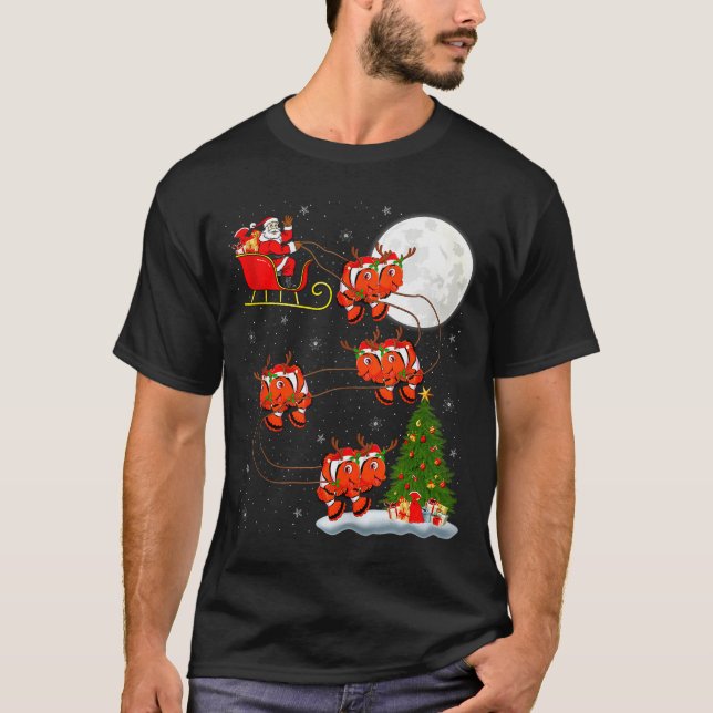 Clown Fish Santa Sleigh Flying Funny Magical Chris T-Shirt (Vorderseite)