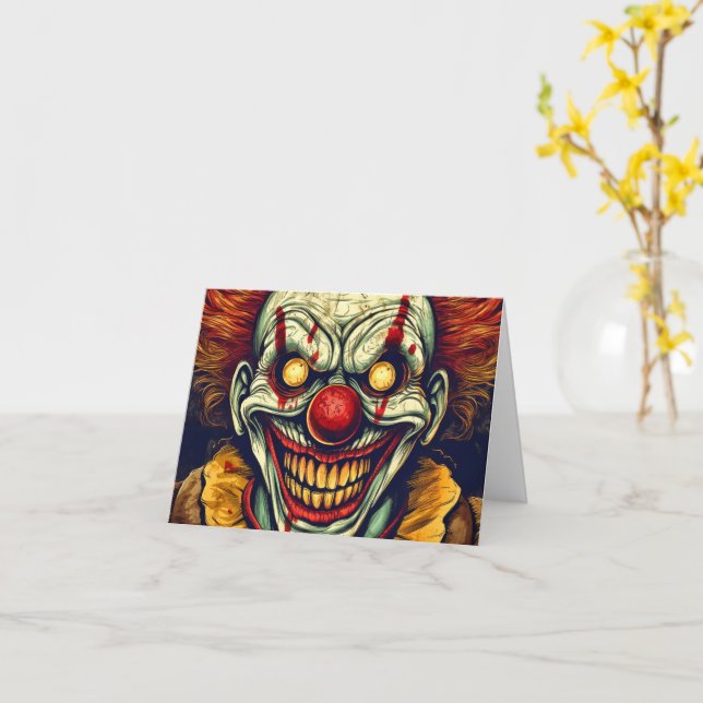 Clown | Frohe Halloween Karte (Gelbe Blume)