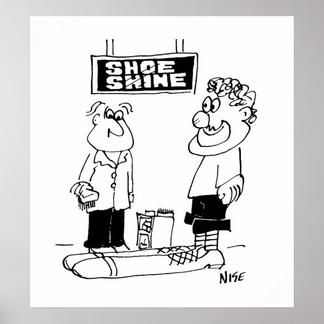Clown geht für einen Schuhputzschuh Poster (Vorne)