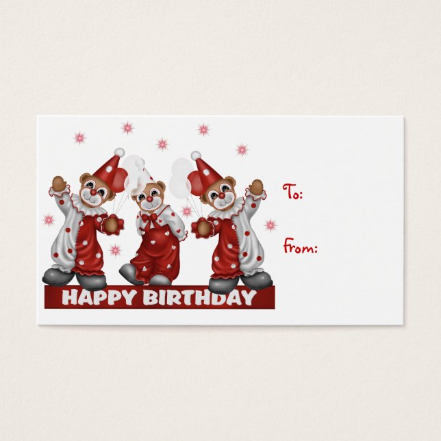 Clown-Geschenk Tag Happy Birthday (Vorderseite)
