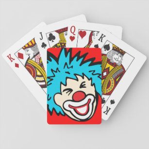 Clown Gesicht rot blauen Jungs spielen Karten Spielkarten