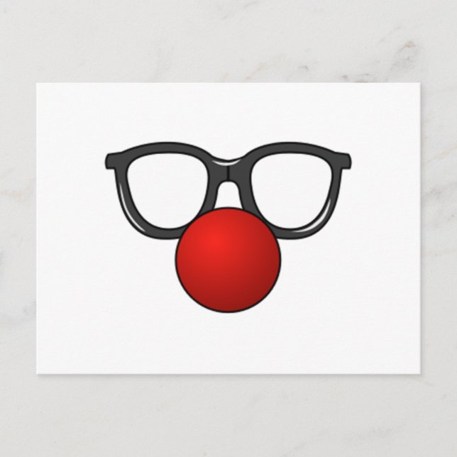 Clown-Gläser und -Nase Postkarte (Vorderseite)