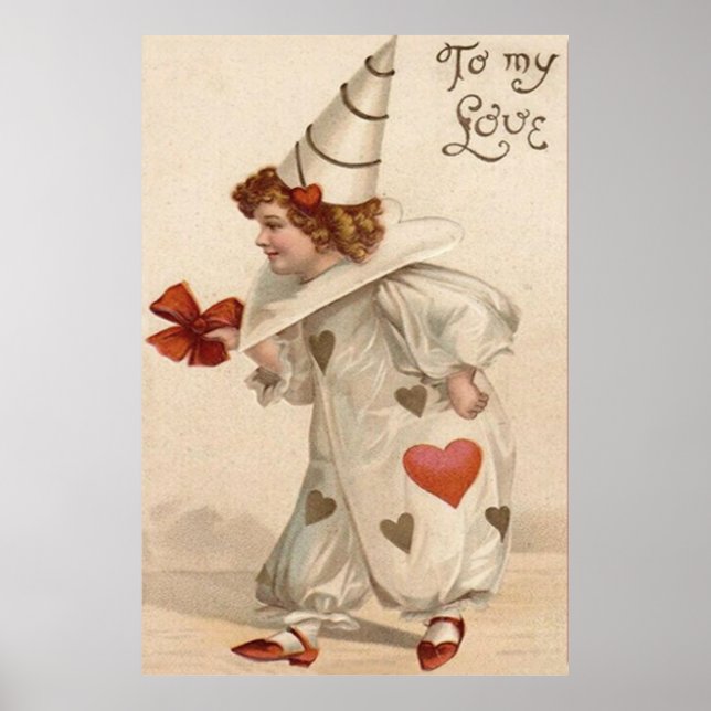 Clown Harlequin Herzvalentine Poster (Vorne)