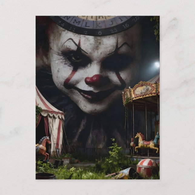 Clown im verlassenen Zirkus Postkarte (Vorderseite)