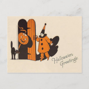 Clown Jack O Lantern Schwarze Katze Postkarte