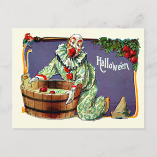 Clown Jester Bobbing For Apples Postkarte