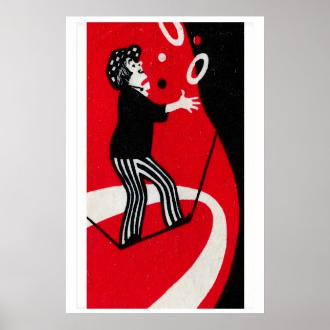 Clown Jongliert Ringe Matchbox Kunst Druck, Russis Poster (Vorne)