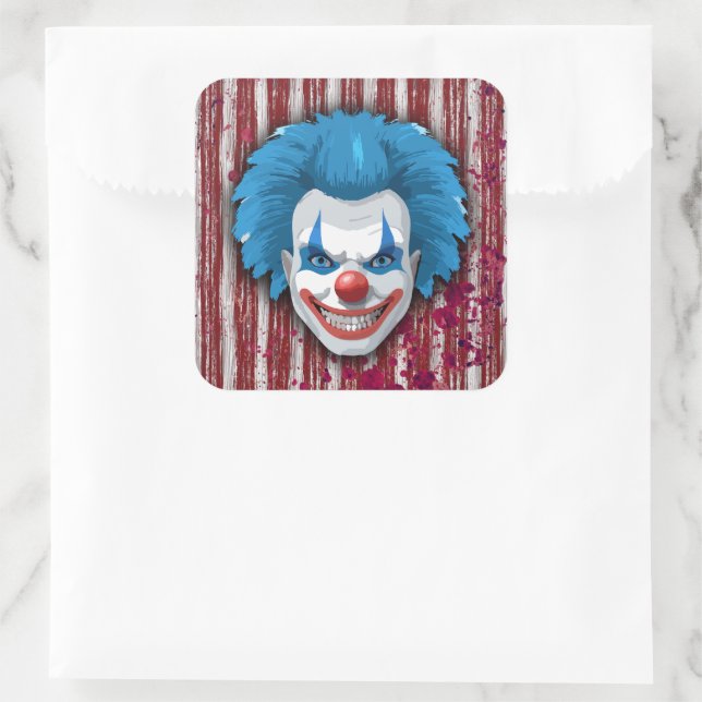 Clown-Karneval Halloween Quadratischer Aufkleber (Tasche)