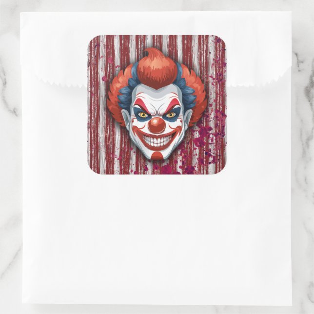 Clown-Karneval Halloween Quadratischer Aufkleber (Tasche)