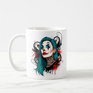 Clown-Königin mit cyanfarbenem Haar - Spooky Chic Kaffeetasse