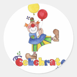 Clown mit Balloons Runder Aufkleber