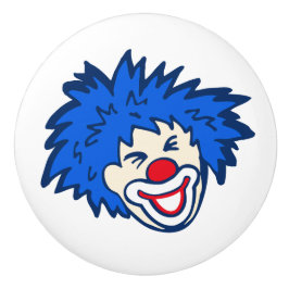 Clown mit blauem Haarspaß zeichnen,/Türknauf Keramikknauf