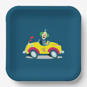 Clown mit dem Auto Pappteller