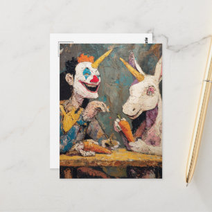 Clown mit Einhorn Postkarte