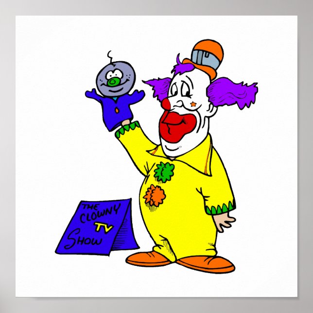Clown mit Handpuppe Poster (Vorne)