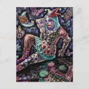 Clown mit Maske Feiertagspostkarte