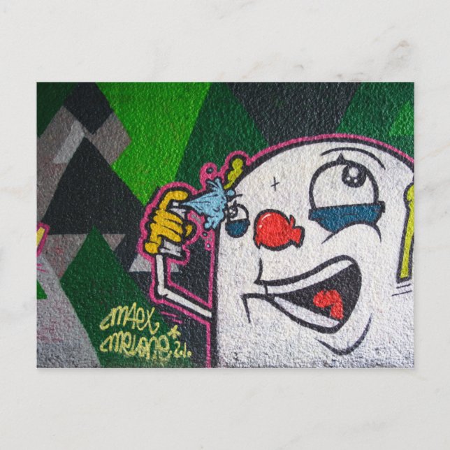 Clown mit weißem Gesichtsgraffiti Postkarte (Vorderseite)