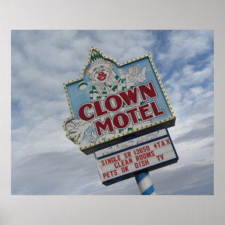 Clown Motel Road Signing Vintag Game Room Print Poster