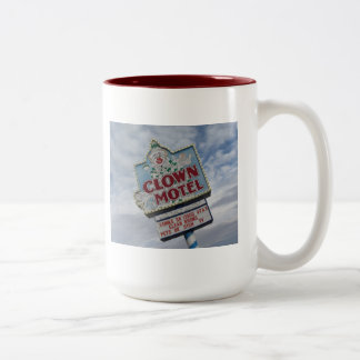 Clown-Motel-Vintage alte Zeichen-Nevada-Fotografie Zweifarbige Tasse