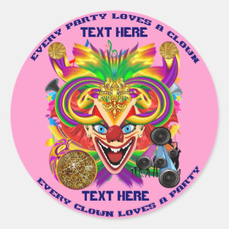 Clown-Party-Event-Ansicht groß Bitte beachten Sie Runder Aufkleber