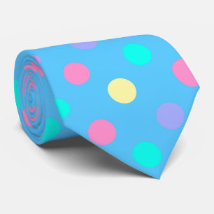 Clown-Party-Schlips_bunte Punkte auf pastellblau Krawatte